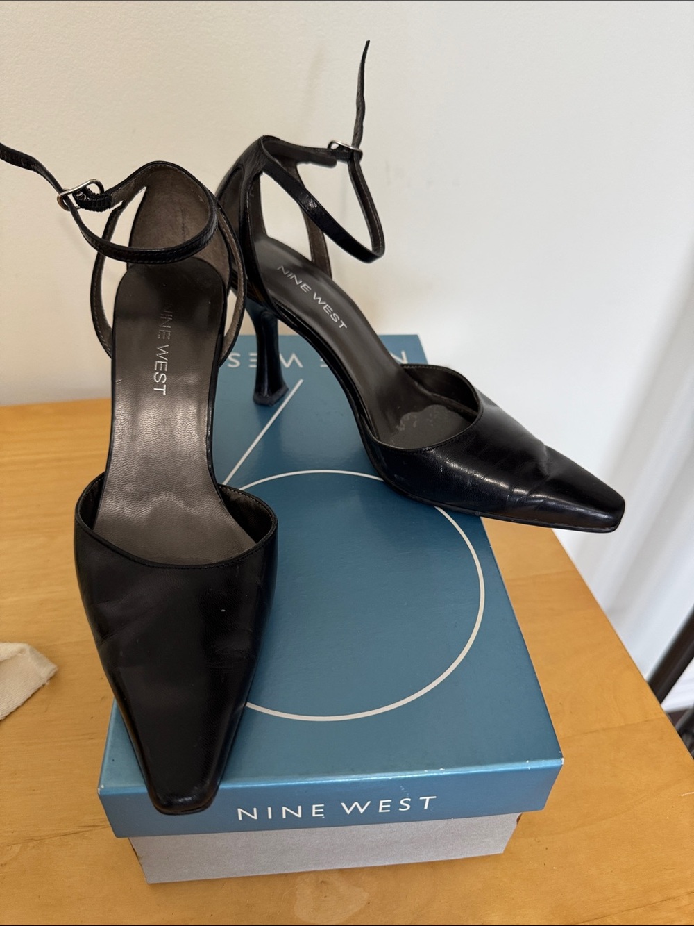 Nine West Black Pointed Toe Ankle-Strap Stilettos